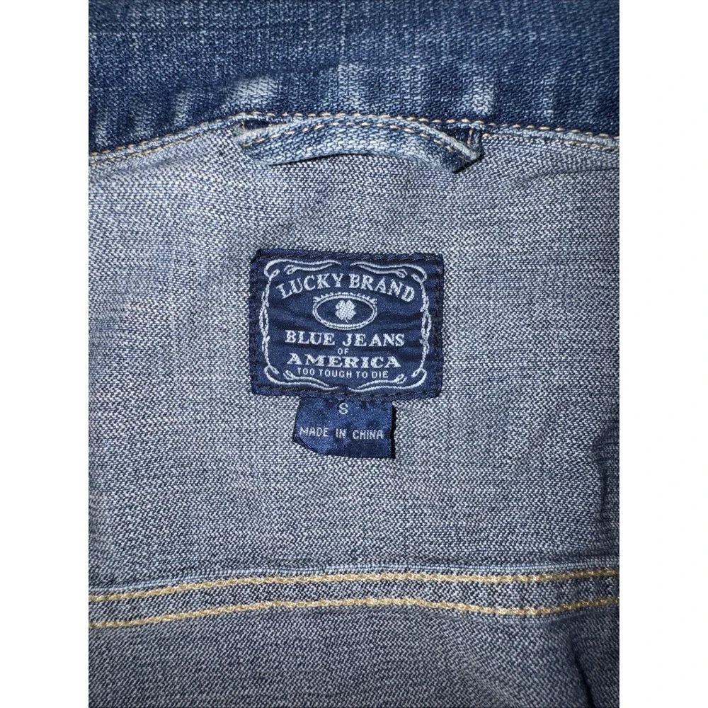 Lucky Brand Denim Trucker Jean Jacket Womens Size Small‎ Cute Chore Coat Western